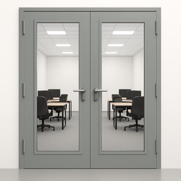 Дверь противопожарная двупольная с остеклением