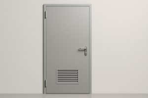 Дверь противопожарная однопольная с решеткой для вентиляции