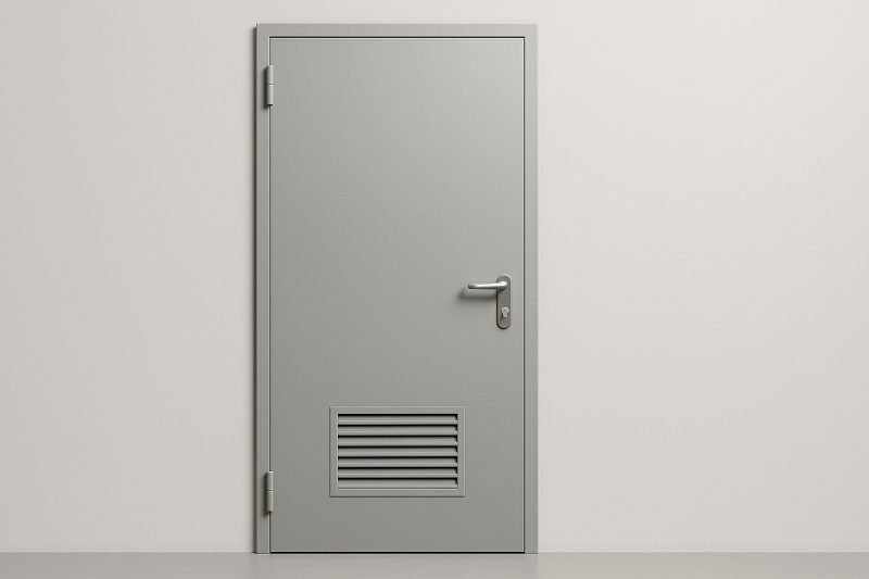 Дверь противопожарная однопольная с решеткой для вентиляции